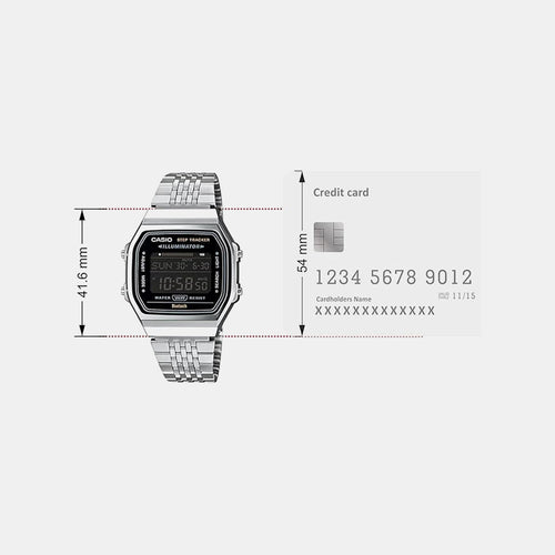 Vintage Unisex Quartz Black Dial Digital Stainless Steel Watch D366