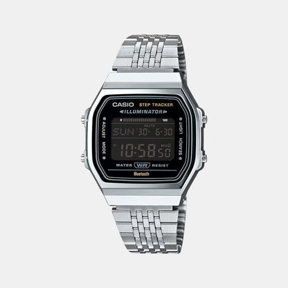 Vintage Unisex Quartz Black Dial Digital Stainless Steel Watch D366
