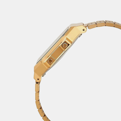 Vintage Unisex Quartz Gold Dial Digital Stainless Steel Watch D368