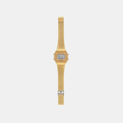 Vintage Unisex Quartz Gold Dial Digital Stainless Steel Watch D368