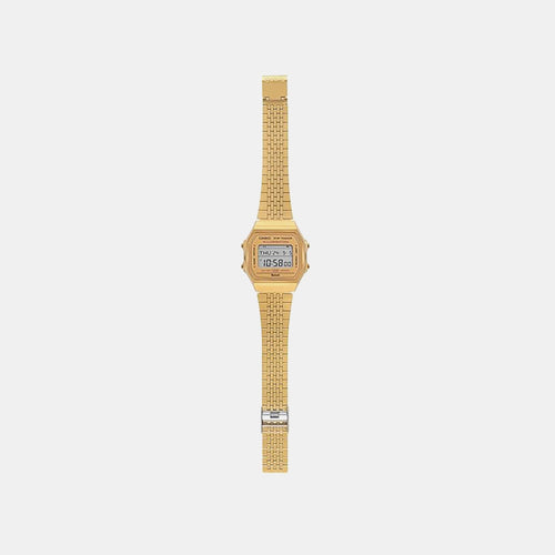 Vintage Unisex Quartz Gold Dial Digital Stainless Steel Watch D368
