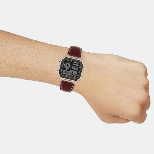 Youth Unisex Quartz Black Dial Digital Leather Watch D383