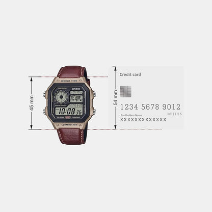 Youth Unisex Quartz Black Dial Digital Leather Watch D383