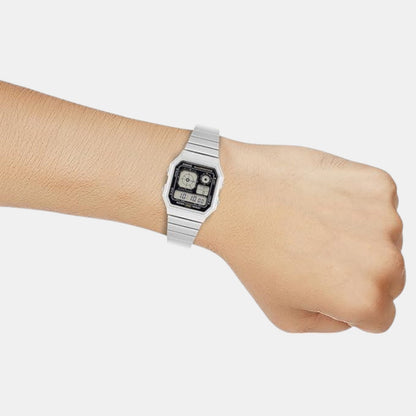 Vintage Unisex Quartz Black Dial Digital Stainless Steel Watch D388