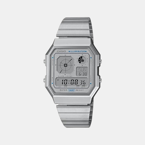 Vintage Unisex Quartz Silver Dial Digital Stainless Steel Watch D389