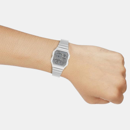 Vintage Unisex Quartz Silver Dial Digital Stainless Steel Watch D389