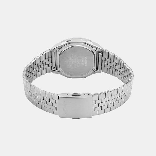 Vintage Unisex Quartz Silver Dial Digital Stainless Steel Watch D400