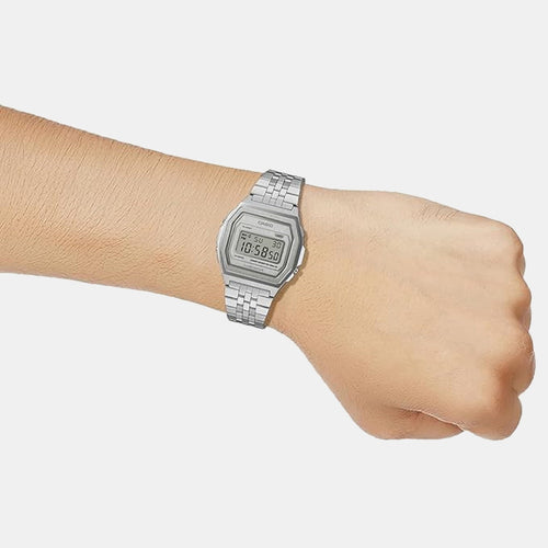 Vintage Unisex Quartz Silver Dial Digital Stainless Steel Watch D400