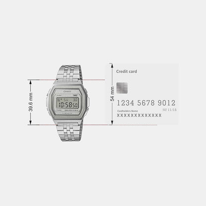 Vintage Unisex Quartz Silver Dial Digital Stainless Steel Watch D400