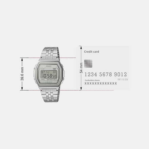 Vintage Unisex Quartz Silver Dial Digital Stainless Steel Watch D400