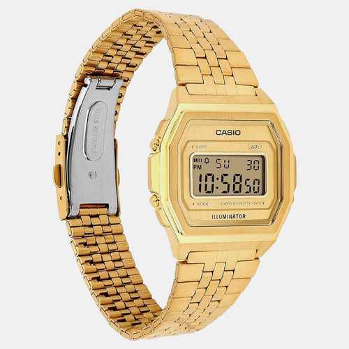 Vintage Unisex Quartz Gold Dial Digital Stainless Steel Watch D401