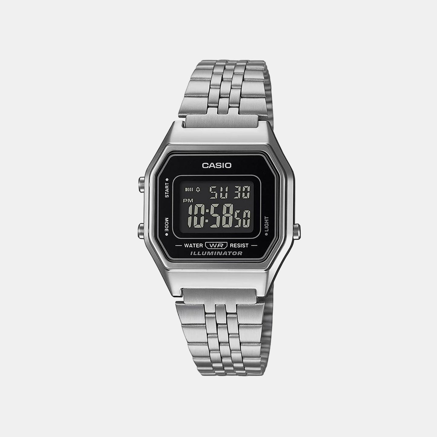 Vintage Women Quartz Black Dial Digital Stainless Steel Watch D408