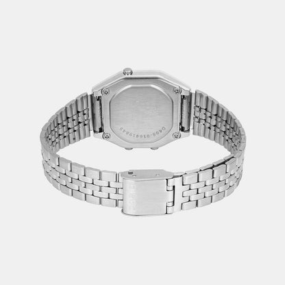 Vintage Women Quartz Black Dial Digital Stainless Steel Watch D408