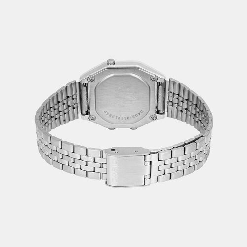 Vintage Women Quartz Black Dial Digital Stainless Steel Watch D408