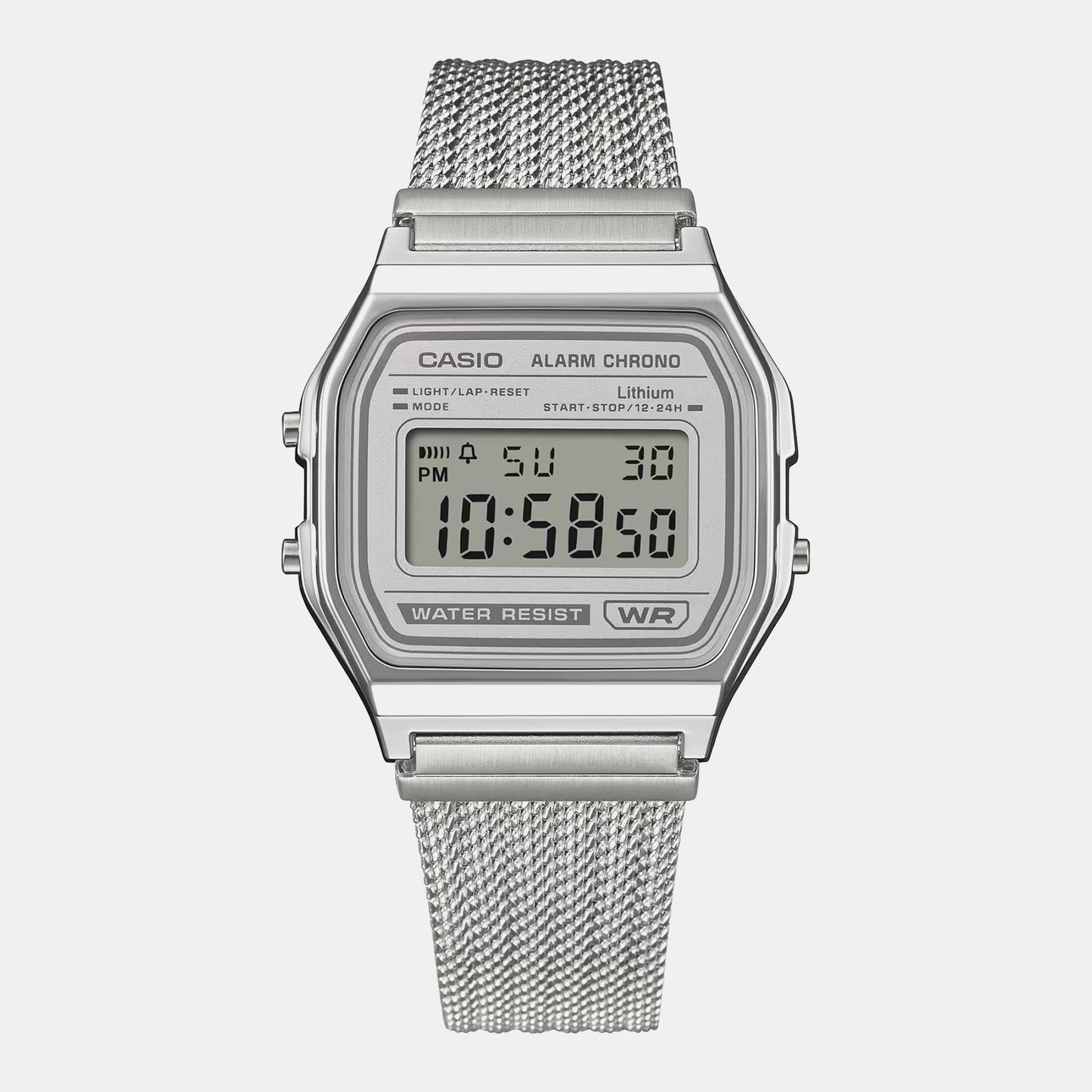 Vintage Unisex Quartz Grey Dial Digital Stainless Steel Watch D414