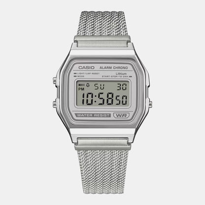 Vintage Unisex Quartz Grey Dial Digital Stainless Steel Watch D414