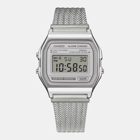 Vintage Unisex Quartz Grey Dial Digital Stainless Steel Watch D414