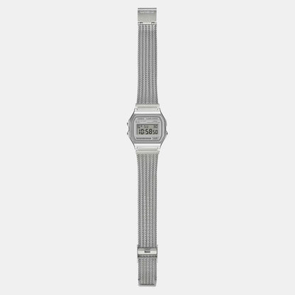 Vintage Unisex Quartz Grey Dial Digital Stainless Steel Watch D414