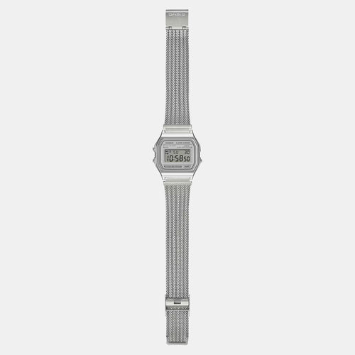 Vintage Unisex Quartz Grey Dial Digital Stainless Steel Watch D414