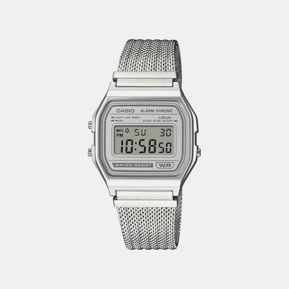 Vintage Unisex Quartz Grey Dial Digital Stainless Steel Watch D414