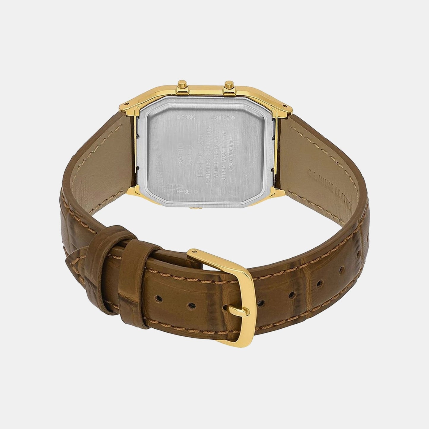 Classics Men Quartz White Dial Analog-Digital Leather Watch D415