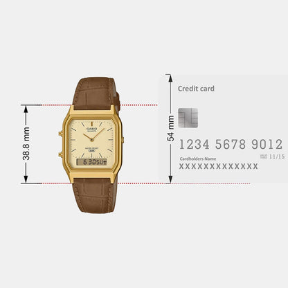 Classics Men Quartz White Dial Analog-Digital Leather Watch D415