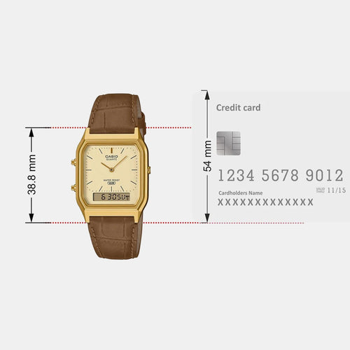 Classics Men Quartz White Dial Analog-Digital Leather Watch D415