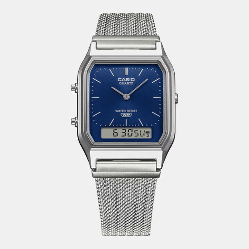 Classics Men Quartz Champagne Dial Analog-Digital Leather Watch D417