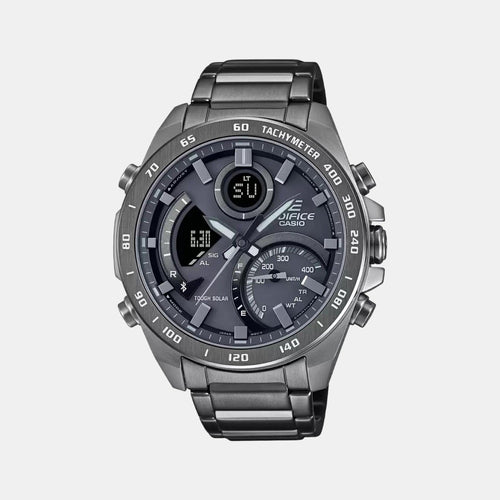 Edifice Men Quartz Grey Dial Analog-Digital Stainless Steel Watch ED527
