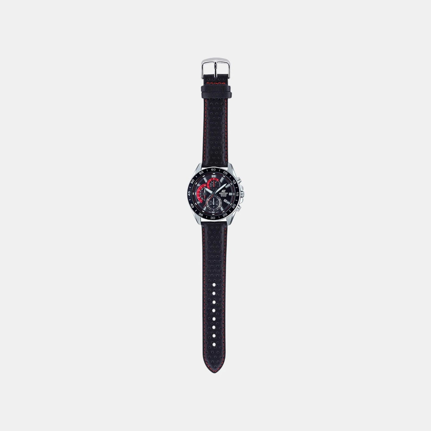 Edifice Men Quartz Black Dial Chronograph Leather Watch ED557