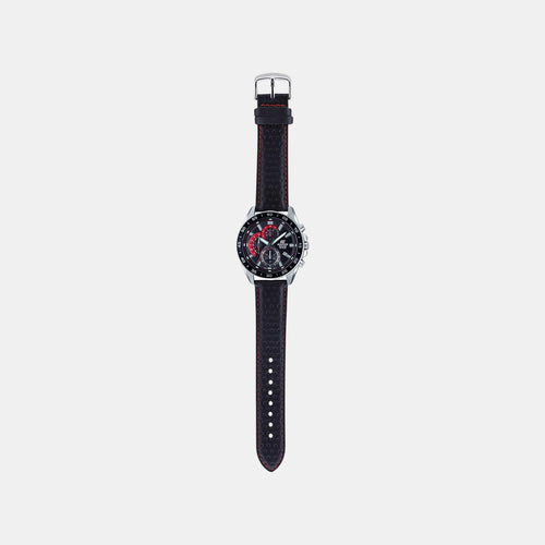 Edifice Men Quartz Black Dial Chronograph Leather Watch ED557