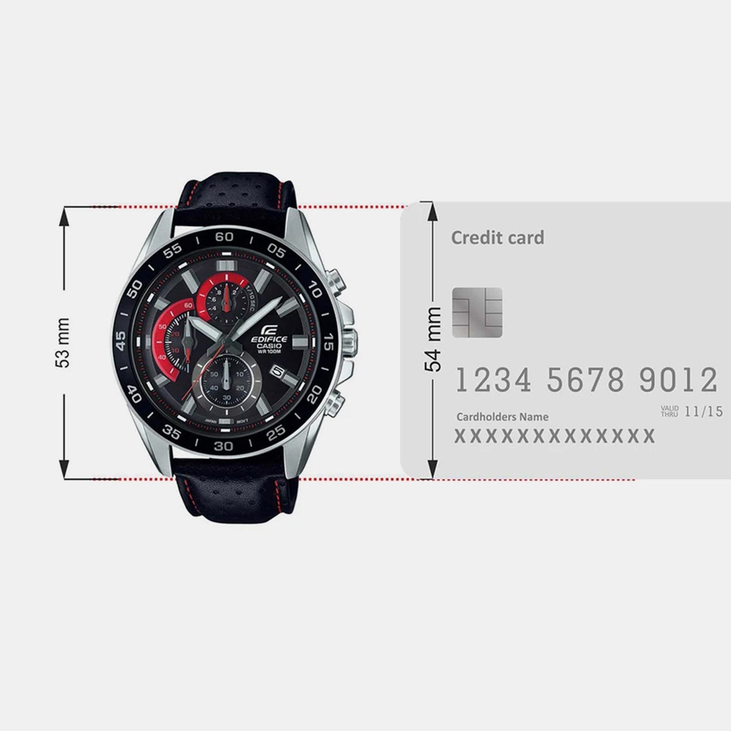 Edifice Men Quartz Black Dial Chronograph Leather Watch ED557