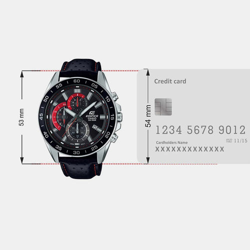 Edifice Men Quartz Black Dial Chronograph Leather Watch ED557