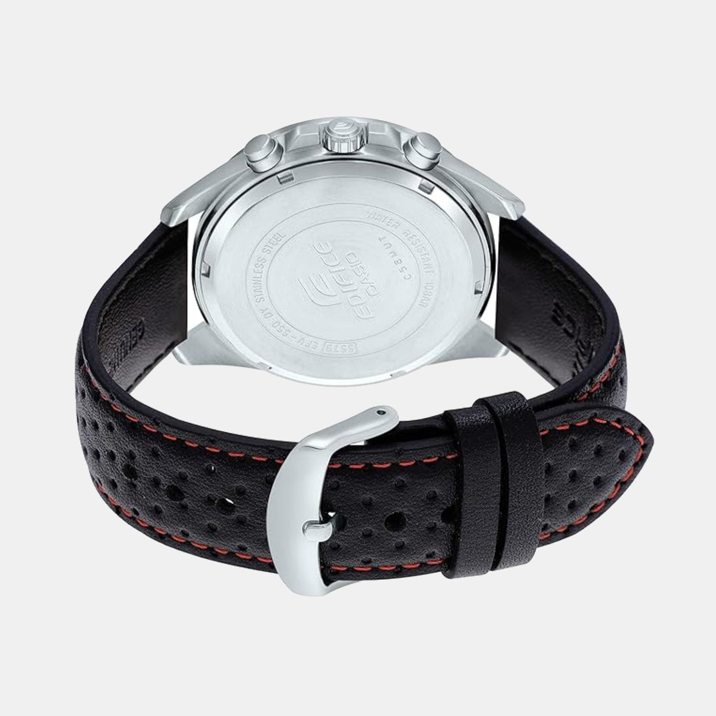 Edifice Men Quartz Black Dial Chronograph Leather Watch ED557