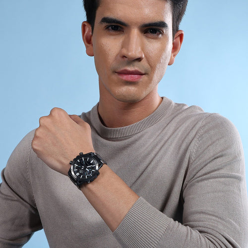Edifice Men Quartz Black Dial Analog-Digital Stainless Steel Watch ED565