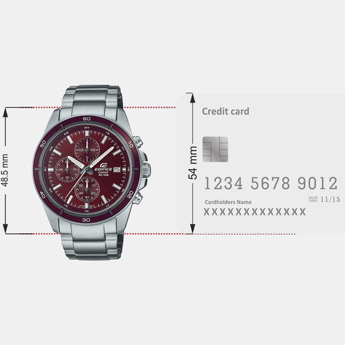 Edifice Men Quartz Red Dial Chronograph Stainless Steel Watch ED569