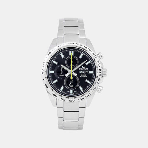 Edifice Men Quartz Black Dial Chronograph Stainless Steel Watch ED593