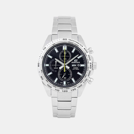 Edifice Men Quartz Black Dial Chronograph Stainless Steel Watch ED593