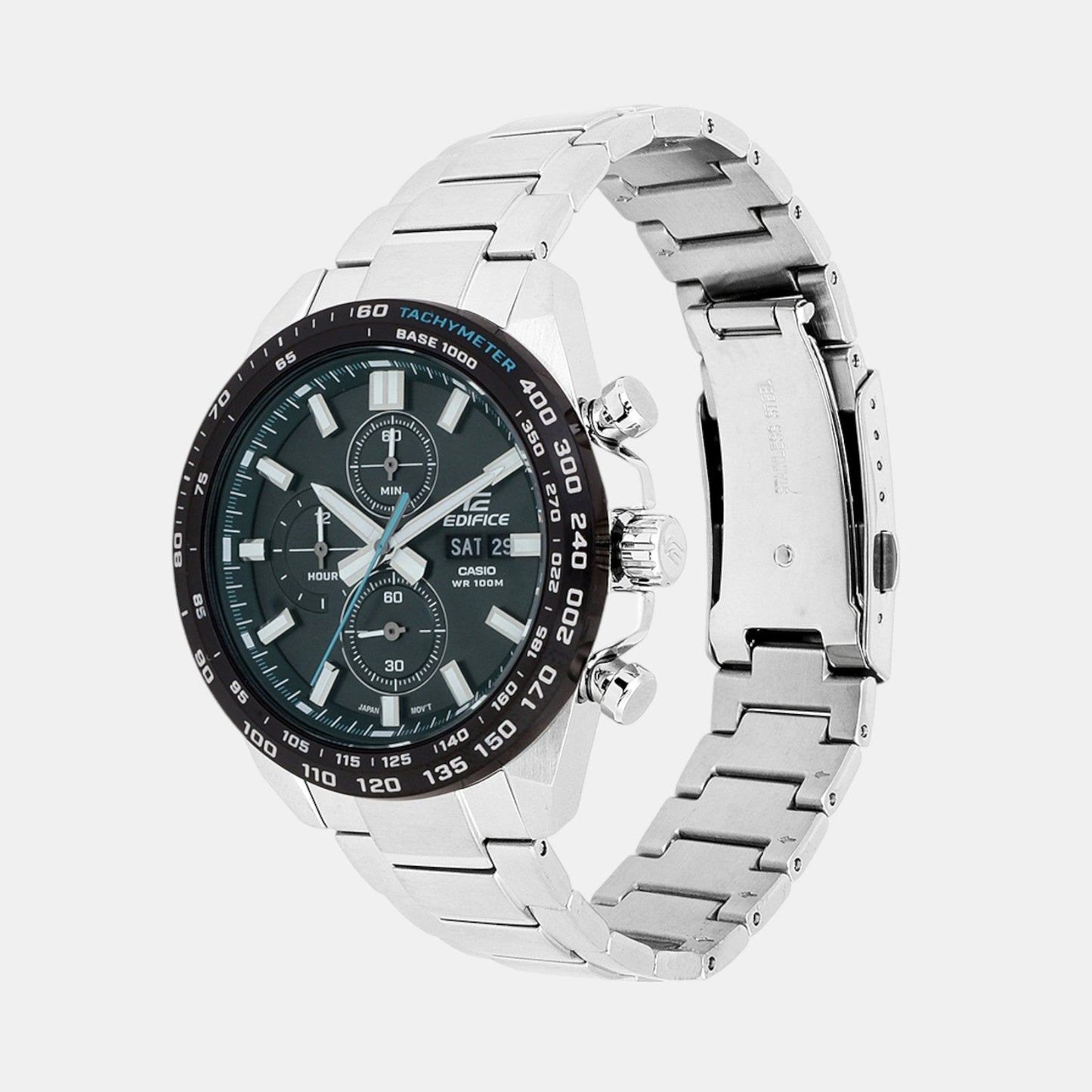 Edifice Men Quartz Green Dial Chronograph Stainless Steel Watch ED595