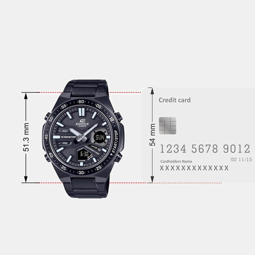 Edifice Men Quartz Black Dial Analog-Digital Stainless Steel Watch ED601