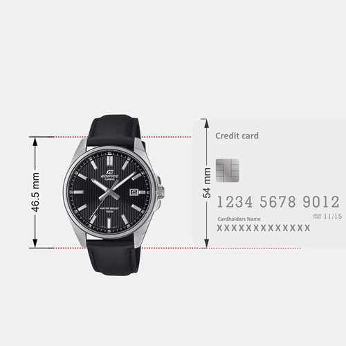 Edifice Men Quartz Black Dial Analog Leather Watch ED621