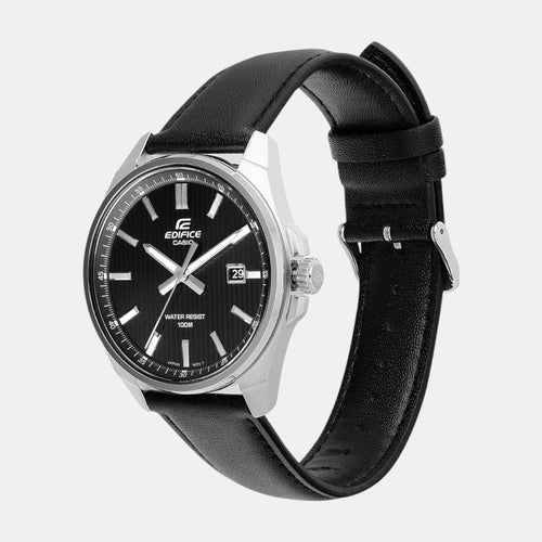 Edifice Men Quartz Black Dial Analog Leather Watch ED621