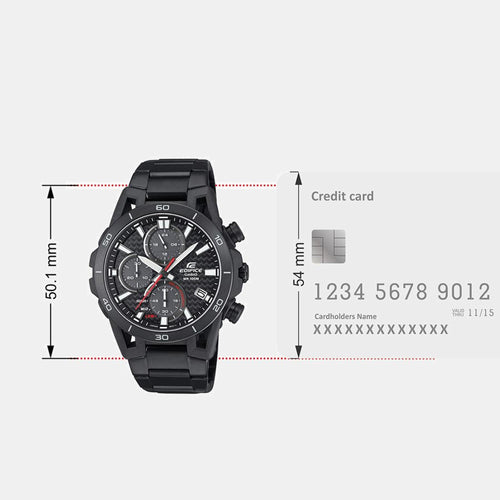 Edifice Men Solar Black Dial Chronograph Stainless Steel Watch ED629