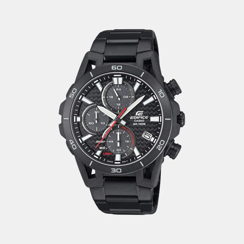 Edifice Men Solar Black Dial Chronograph Stainless Steel Watch ED629