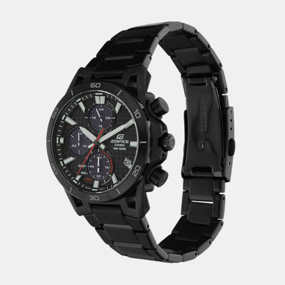 Edifice Men Solar Black Dial Chronograph Stainless Steel Watch ED629
