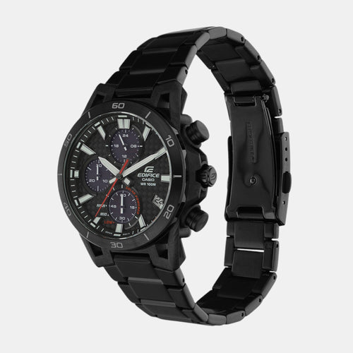 Edifice Men Solar Black Dial Chronograph Stainless Steel Watch ED629