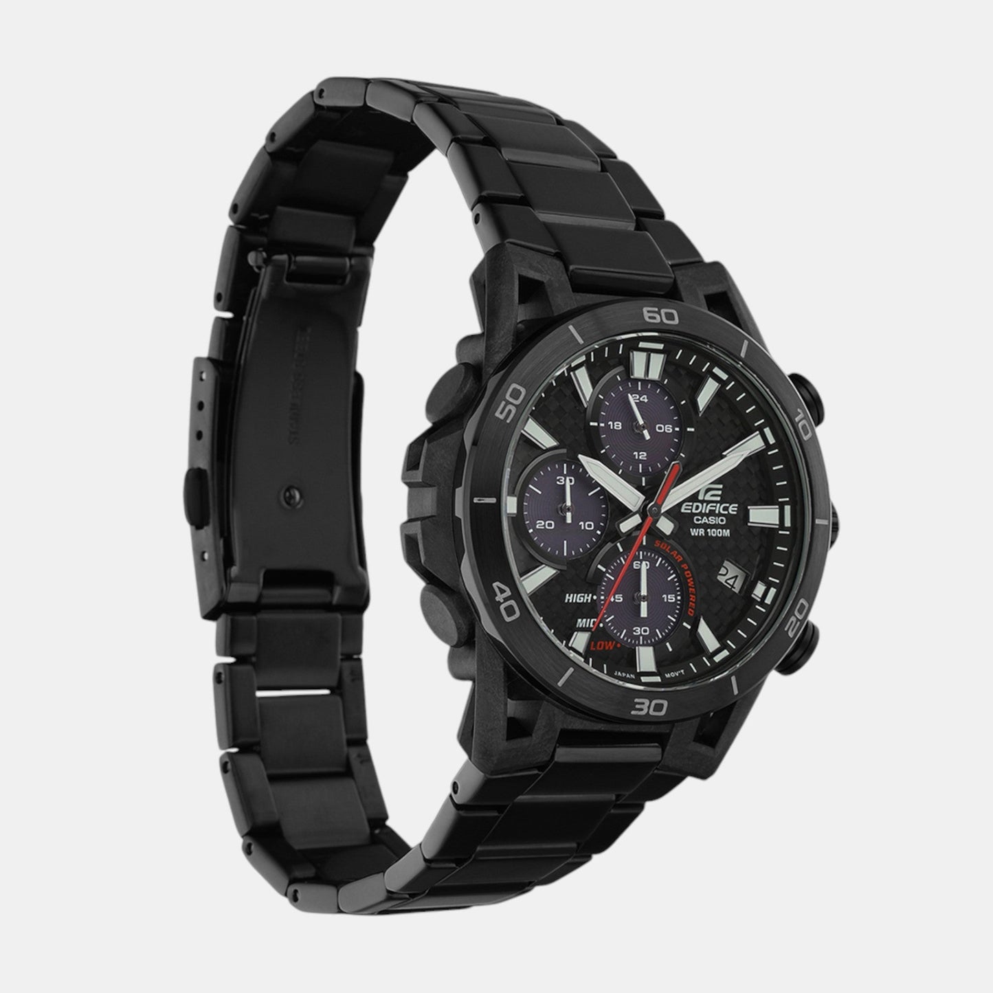 Edifice Men Solar Black Dial Chronograph Stainless Steel Watch ED629