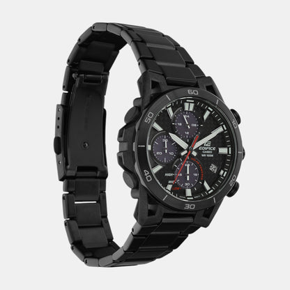 Edifice Men Solar Black Dial Chronograph Stainless Steel Watch ED629