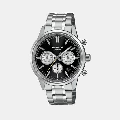 Edifice Men Quartz Black Dial Multi-Function Stainless Steel Watch ED655