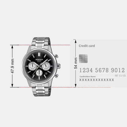 Edifice Men Quartz Black Dial Multi-Function Stainless Steel Watch ED655